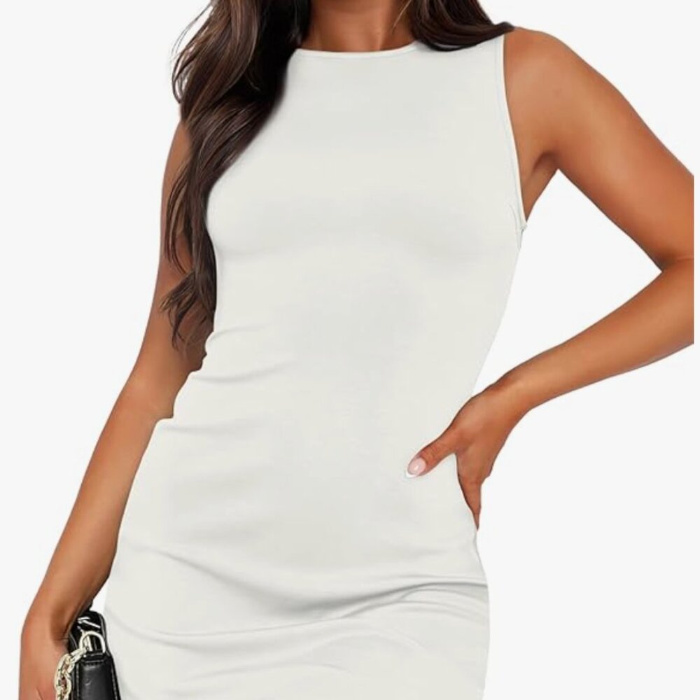 White Sleeveless Slimfit Dress NWT